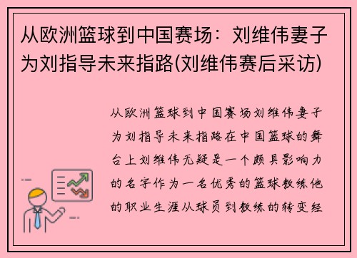 从欧洲篮球到中国赛场：刘维伟妻子为刘指导未来指路(刘维伟赛后采访)