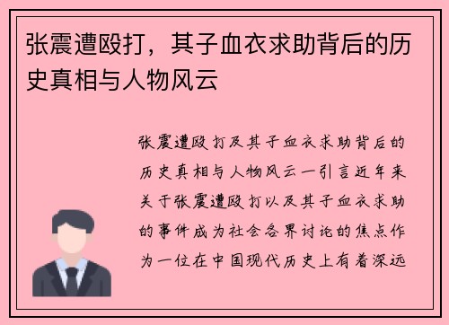 张震遭殴打，其子血衣求助背后的历史真相与人物风云