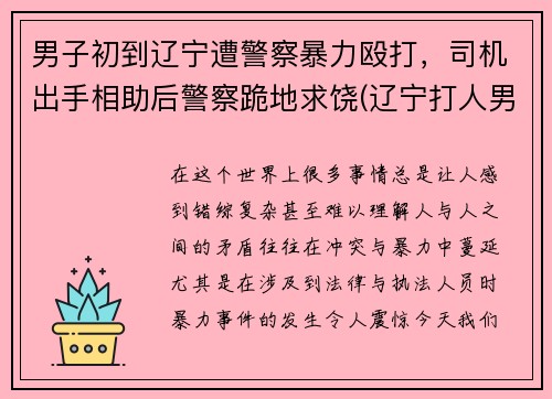 男子初到辽宁遭警察暴力殴打，司机出手相助后警察跪地求饶(辽宁打人男子抓住了吗)